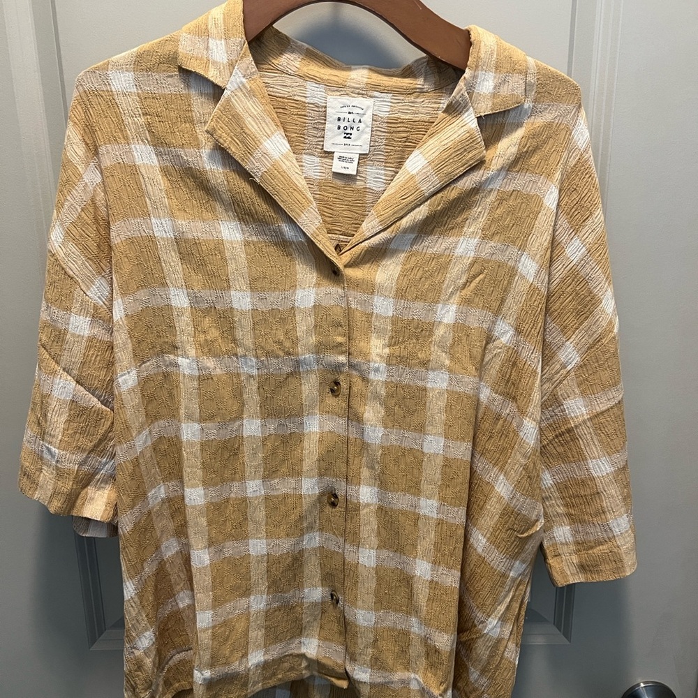 Billabong Yellow Plaid Button-Up Shirt